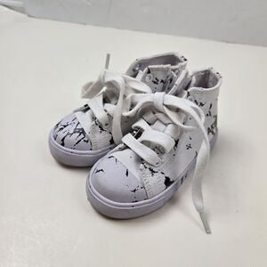 AKID White Splatter Kids High-Top Sneakers Size 4C
